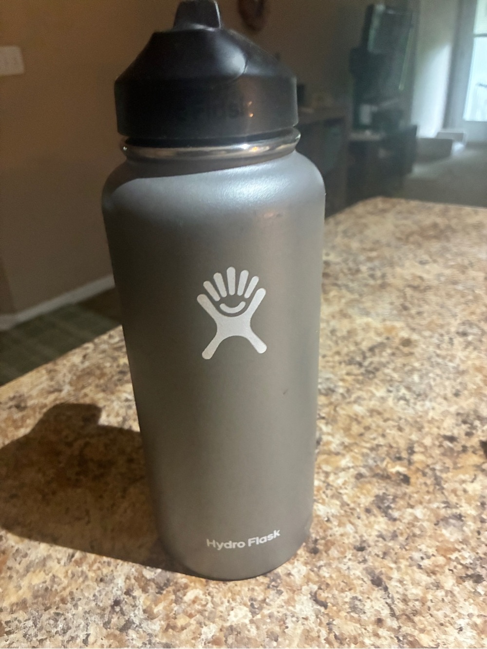 Hydro Flask Matte Gray Bottle with Black Lid